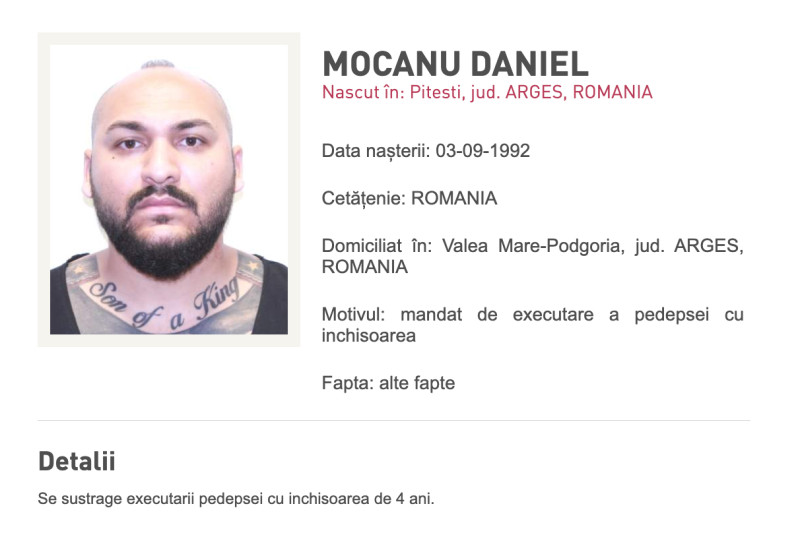Dani Mocanu, de negăsit după sentința de patru ani de detenție. A fost pus sub urmărire de către Poliție.