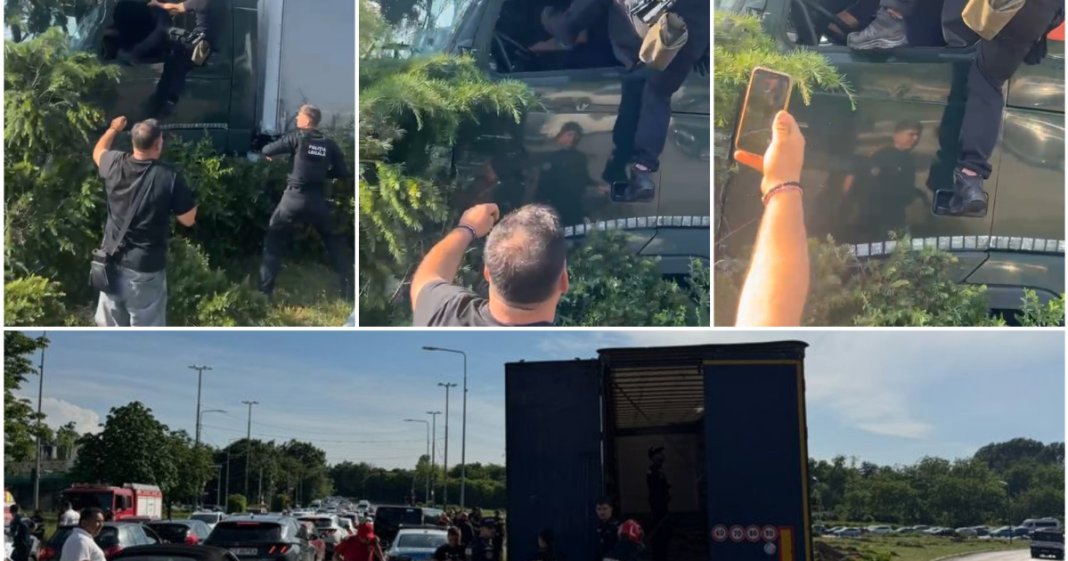 Polițiștii locali au recurs la spray lacrimogen și l-au atacat pe conducătorul TIR-ului scăpat de sub...