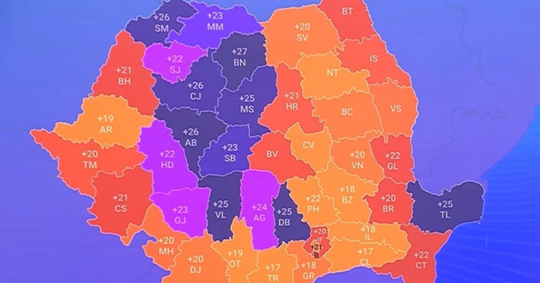 Harta valurilor de căldură: Totalul zilelor toride în județele României din 1961 până acum